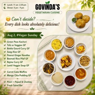 😋 Can’t decide? Every dish looks absolutely delicious!
Aug 2, #Vegan Sunday
Green Peas Kachori
Tofu w Veggies GF
Bottle Gourd Curry GF
Saag Aloo GF
Peanut Ginger Noodles
Basmati Rice Pilaf GF
Rajma Curry GF
Lentil Veggie Soup GF
Carrot Cake Muffins
Mango Chia Pudding GF
Poori + Papad & Chutney
Fresh Salad Bar
#houstonrestaurants
#houstonvegans
#houstoneater
#houstonchronicle